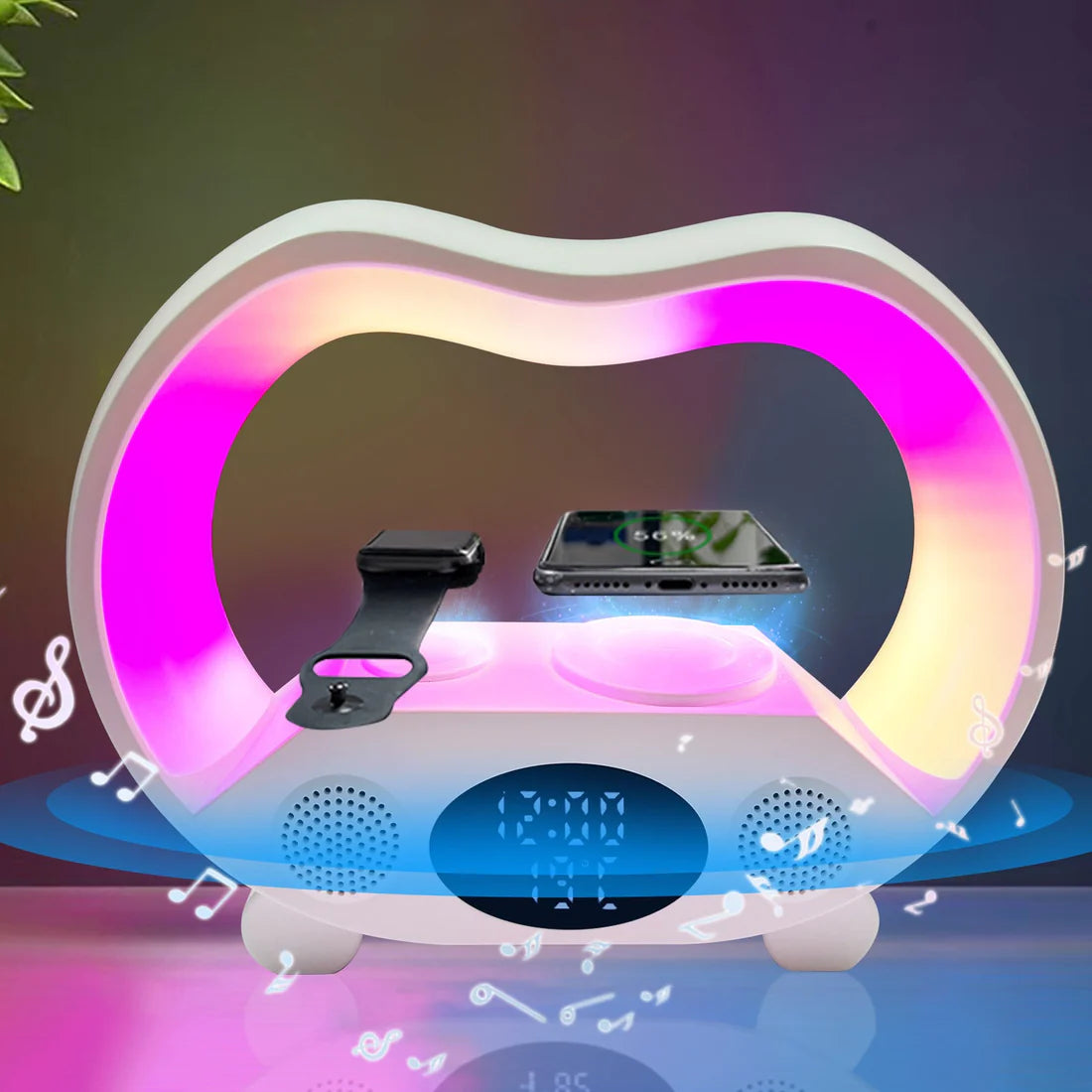 New 6 In 1 Multi-function Wireless Charger Night Light Bluetooth-compatible Speaker