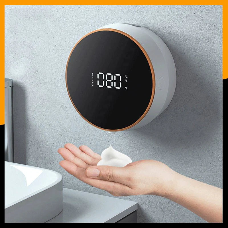 Automatic Induction Hand Sanitizer Machine Home Wall Mounted Foam Machine LED Temperature Display USB Rechargeable